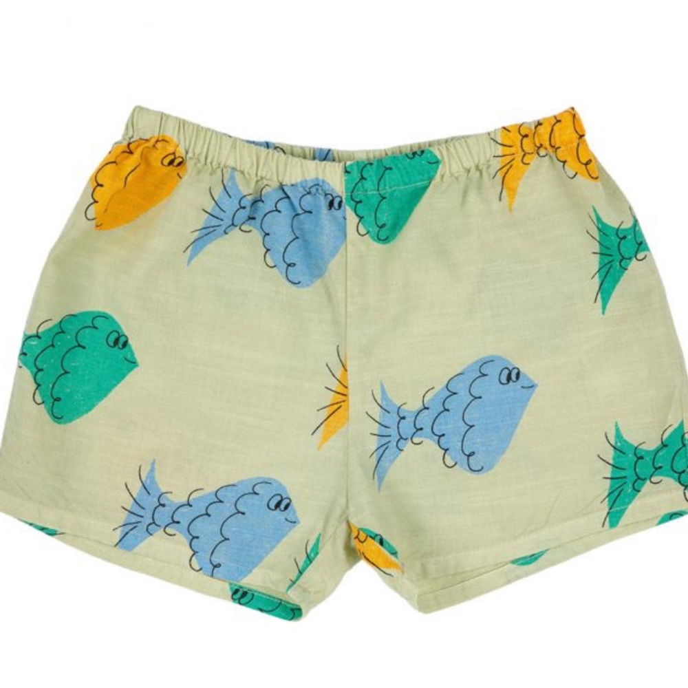 BOBO CHOSES MULTICOLOR FISH ALL OVER WOVEN SHORTS
